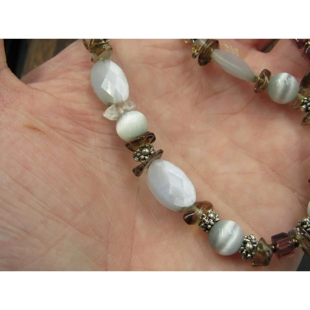 24" Sterling Silver Silpada Shell Real Pearls And Stone Chips Necklace Vintage - Picture 4 of 9